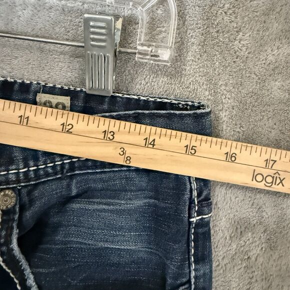 BKE Tyler Jeans 32x32 (Inseam 28) Blue Denim Buckle Thick Stitch Whiskered - Picture 7 of 10